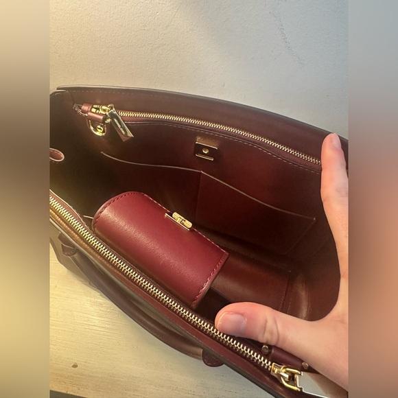 Michael Kors Benning Two-Tone Maroon and Pink Satchel Crossbody Bag NWOT - Picture 12 of 12